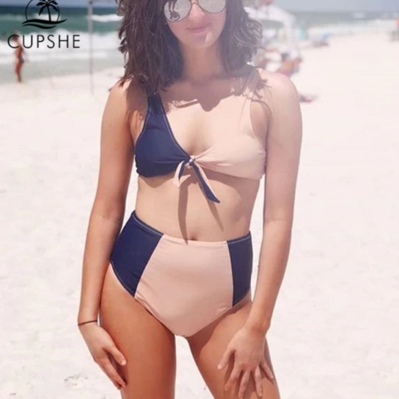 Sexy High Waist Color Block Knot Tie Bikini NEW!! - Picture 3 of 5